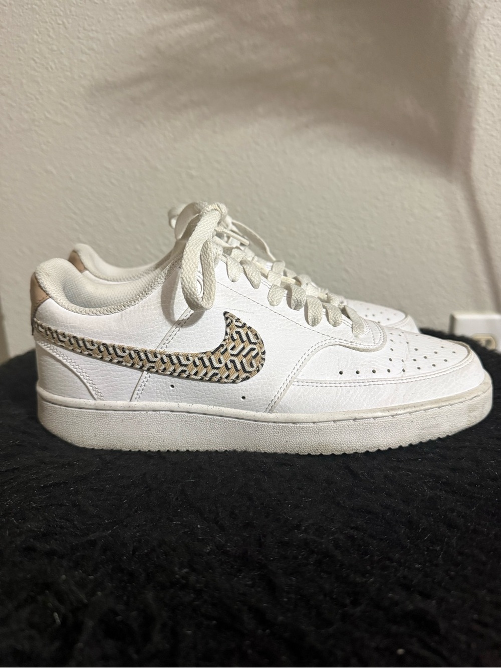 adidas Women’s White Sneakers with Leopard-Pattern Accent